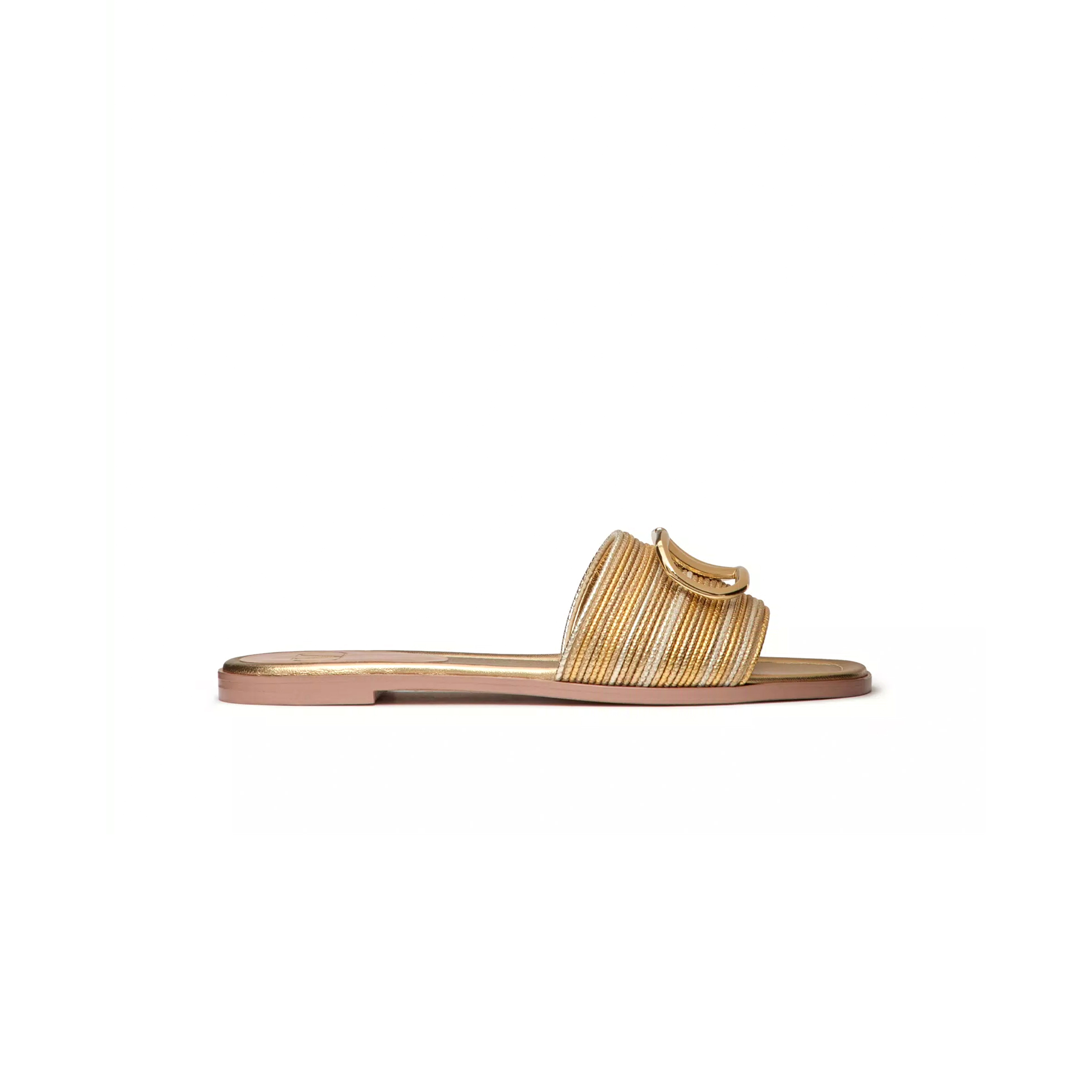 VALENTINO VLOGO SIGNATURE METALLIC LEATHER SLIDE SANDAL WITH CORNELY EMBROIDERY 5W2S0BD5MNS_KUN VALENTINO VLOGO SIGNATURE METALLIC LEATHER SLIDE SANDAL WITH CORNELY EMBROIDERY 5W2S0BD5MNS_KUN